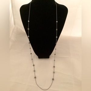 Anne Klein long silver tone and grey necklace